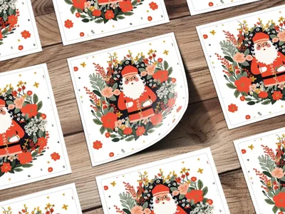 Floral Santa Claus Digital Seamless Pattern, Christmas JPEG Image, Holiday Digital Paper, Festive Design, Cute Santa Print, Repeat Pattern - Moore and Mountain