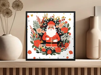 Floral Santa Claus Digital Seamless Pattern, Christmas JPEG Image, Holiday Digital Paper, Festive Design, Cute Santa Print, Repeat Pattern - Moore and Mountain