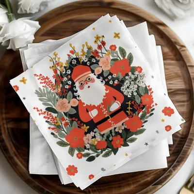 Floral Santa Claus Digital Seamless Pattern, Christmas JPEG Image, Holiday Digital Paper, Festive Design, Cute Santa Print, Repeat Pattern - Moore and Mountain
