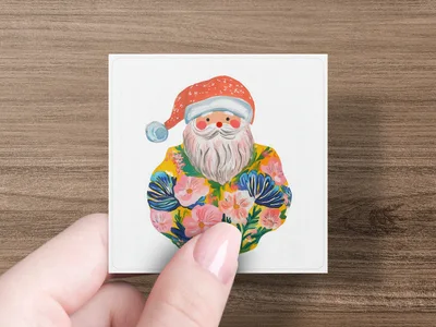 Floral Santa Claus PNG Digital Download, Whimsical Retro Christmas Sublimation Design, Colorful Holiday Clipart Printable Art
