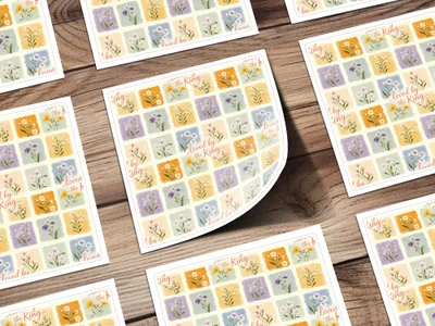 Floral Patterned Loved by the King Sticker Sheets