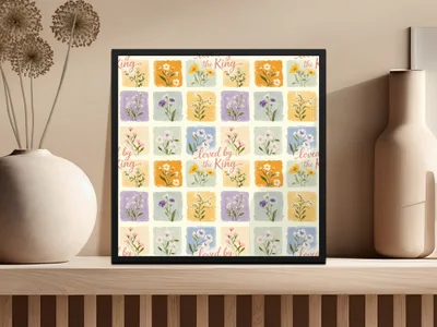 Loved by the King Floral Patterned Wall Art Decor