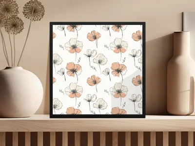 Floral Seamless Digital Paper, Flower Repeat Pattern, Cream and Peach Background, Printable Fabric Design, Digital Download - Moore and Mountain