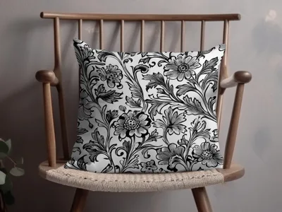 Floral Seamless Digital Pattern, Black and White Flower Background, Textile Design, Repeating Pattern Image, Digital Download, Scrapbook - Moore and Mountain