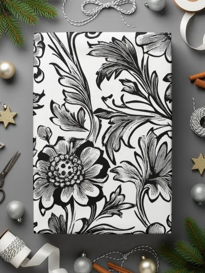 Floral Seamless Digital Pattern, Black and White Flower Background, Textile Design, Repeating Pattern Image, Digital Download, Scrapbook - Moore and Mountain