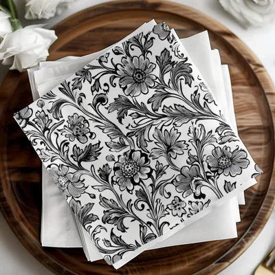 Floral Seamless Digital Pattern, Black and White Flower Background, Textile Design, Repeating Pattern Image, Digital Download, Scrapbook - Moore and Mountain