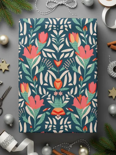 Floral Seamless Digital Pattern, Dark Background, Flower Repeat, Printable Fabric, 12x12 Inches, Digital Download for Crafts - Moore and Mountain