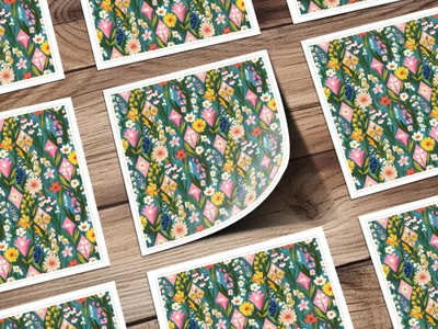 Colorful Floral Pattern with Various Flowers Sticker