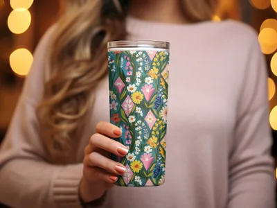 Vibrant Floral Travel Mug With Colorful Flower Design