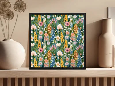 Floral Pattern Wall Art in Vibrant Colors Decor