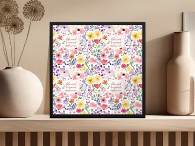 Blessed Beyond Measure Floral Poster in Frame Product