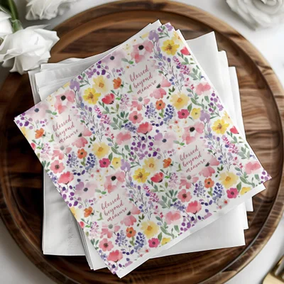 Floral Design Napkins Blessed Beyond Measure Decor