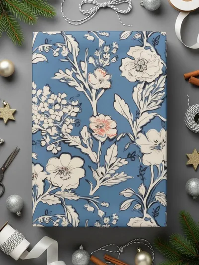 Floral Seamless Pattern, Blue Digital Paper, Flower Design, Scrapbook Paper, Tileable Print, Repeating Pattern, Digital Download - Moore and Mountain