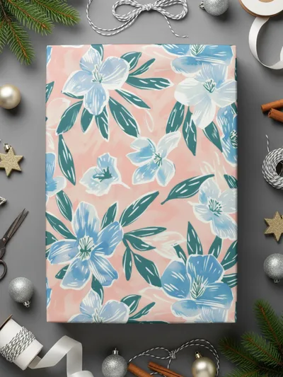 Floral Seamless Pattern, Blue Flowers, Digital Paper Pack, Two Scales, Commercial Use, Surface Design, Printable Fabric, Digital Product - Moore and Mountain