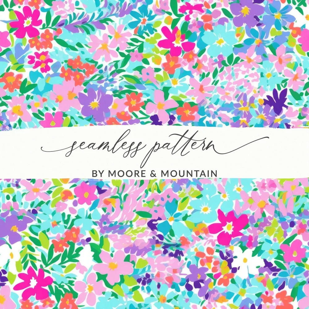 Ditsy Floral Seamless Pattern, Colorful Digital Paper, Flower Background, Fabric Design, Digital Download, Commercial Use, Digital Art - Moore and Mountain