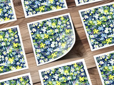 Floral Seamless Pattern Design for T-Shirt, Digital Print, Navy Background, White Yellow Blue Flowers, Fabric Design, DIY Crafts, Pretty - Moore and Mountain