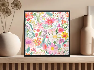 Ditsy Floral Seamless Pattern Digital, Colorful Flowers Repeat Pattern Design, Digital Paper Download, Printable Flower Pattern, 12x12 inch JPEG - Moore and Mountain