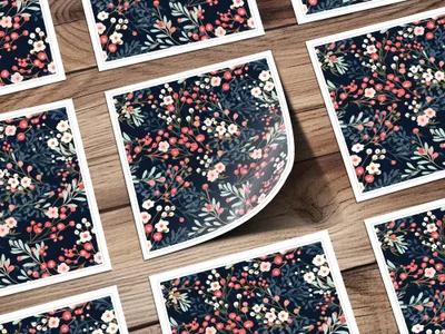 Floral Seamless Pattern, Digital Download, Berry Pattern, Repeating Flower Design, Scrapbooking Paper, Commercial Use, Textile Design - Moore and Mountain