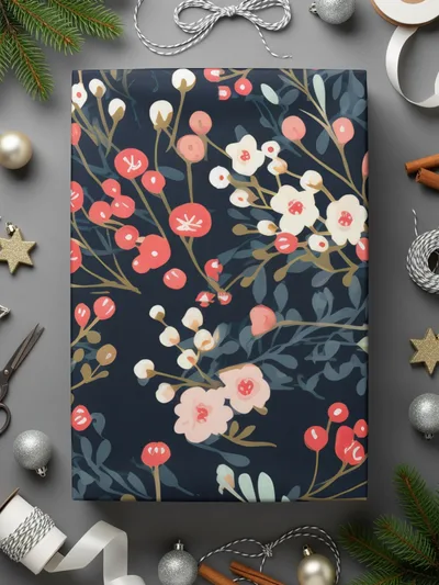 Floral Seamless Pattern, Digital Download, Berry Pattern, Repeating Flower Design, Scrapbooking Paper, Commercial Use, Textile Design - Moore and Mountain