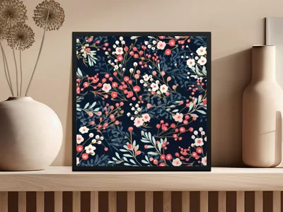 Floral Seamless Pattern, Digital Download, Berry Pattern, Repeating Flower Design, Scrapbooking Paper, Commercial Use, Textile Design - Moore and Mountain