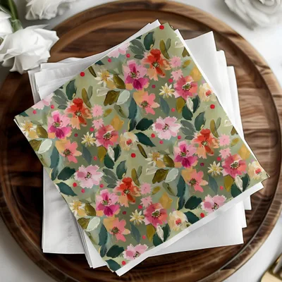 Ditsy Floral Seamless Pattern, Digital Download, Pink Red Flowers, Repeat Pattern, Fabric Design, Paper Print, Sage Green Floral - Moore and Mountain
