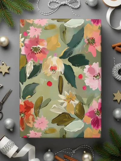 Ditsy Floral Seamless Pattern, Digital Download, Pink Red Flowers, Repeat Pattern, Fabric Design, Paper Print, Sage Green Floral - Moore and Mountain