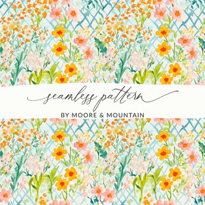 Floral Seamless Pattern Digital Download, Watercolor Flowers Repeat Pattern, Fabric Design, Scrapbooking Paper, Backgrounds, Surface Print