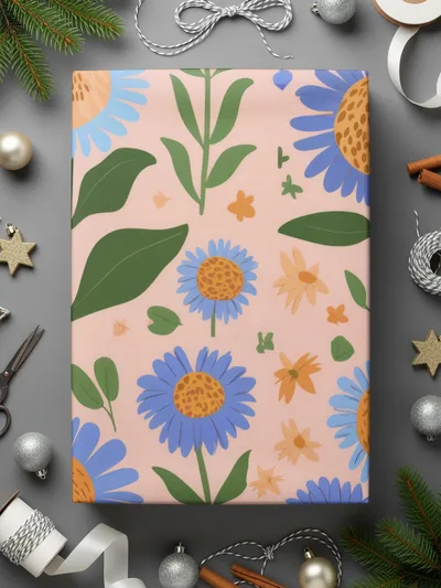 Floral Seamless Pattern Digital, Flower Print File, Blue Flower Design, Digital Download, Seamless Background, Fabric Pattern, 12x12 JPEG - Moore and Mountain