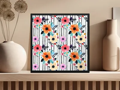 Floral Seamless Pattern Digital, Flower Stripes Design, Fabric Print, Scrapbooking Paper, Digital Download for Crafts, Commercial Use - Moore and Mountain