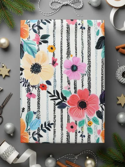 Floral Seamless Pattern Digital, Flower Stripes Design, Fabric Print, Scrapbooking Paper, Digital Download for Crafts, Commercial Use - Moore and Mountain
