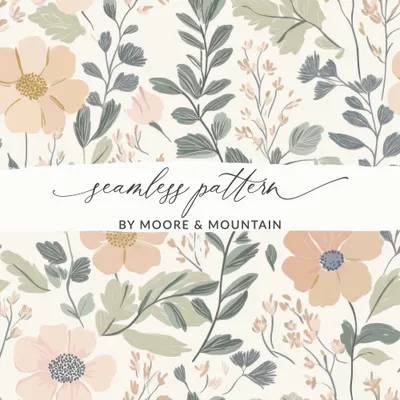 Floral Seamless Pattern, Digital Paper, Blush Pink Flowers, Green Leaves, Repeating Pattern, Fabric Design, Digital Download