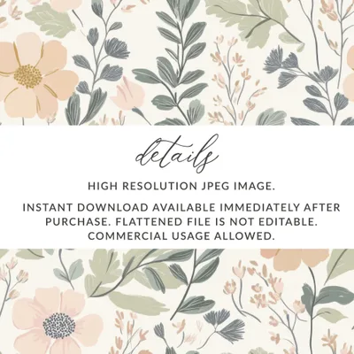Floral Seamless Pattern, Digital Paper, Blush Pink Flowers, Green Leaves, Repeating Pattern, Fabric Design, Digital Download - Moore and Mountain