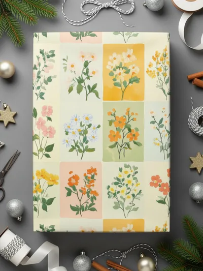 Colorful Floral Patterned Wrapping Paper for Gifts