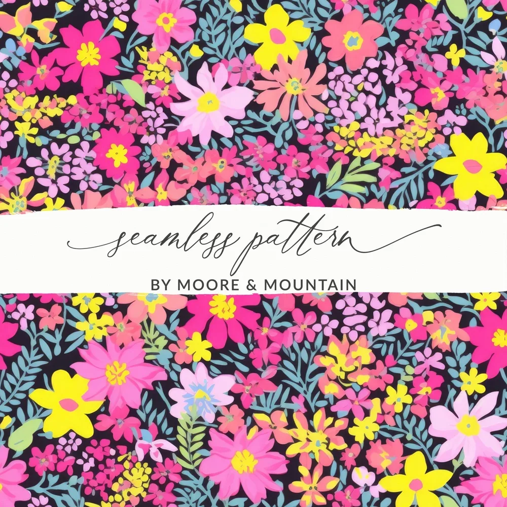 Ditsy Floral Seamless Pattern Digital Paper, Colorful Flower Design, Fabric Print, Digital DownloadFloral Seamless Pattern Digital Paper, Bright Colorful Flowers, Girly Designs, 12x12 JPEG Files, Commercial Use Digital Product - Moore and Mountain