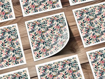 Floral Seamless Pattern, Digital Paper, Christmas Foliage Print, 12x12, JPEG Files, Digital Download, Scrapbooking Paper, Floral Design - Moore and Mountain