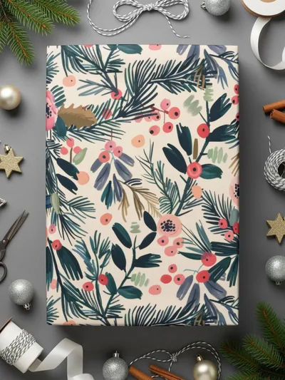Floral Seamless Pattern, Digital Paper, Christmas Foliage Print, 12x12, JPEG Files, Digital Download, Scrapbooking Paper, Floral Design - Moore and Mountain