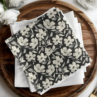 Floral Seamless Pattern Digital Paper, Cream Flowers, Dark Background, Repeat Pattern for Fabric, Scrapbooking, Digital Products - Moore and Mountain