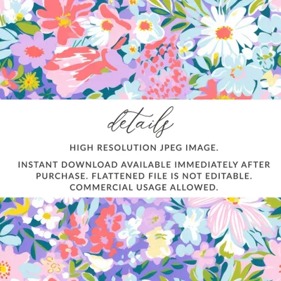 Preppy Floral Seamless Pattern, Ditsy Floral, Floral Design, Fabric Pattern, Flower Print, Commercial Use, Pastel Flowers Digital, 12x12 inches - Moore and Mountain