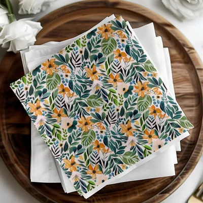 Ditsy Floral Seamless Pattern Digital Paper, Flower Design, Botanical Digital Download, Fabric Design, Scrapbooking Paper, Orange Green Print - Moore and Mountain