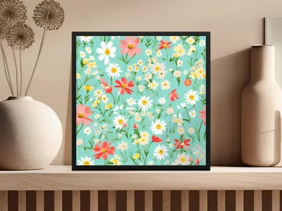 Ditsy Floral Seamless Pattern, Digital Paper, Flower Pattern Download, Daisy Pattern, Botanical Print, Digital Background, Fabric Pattern - Moore and Mountain