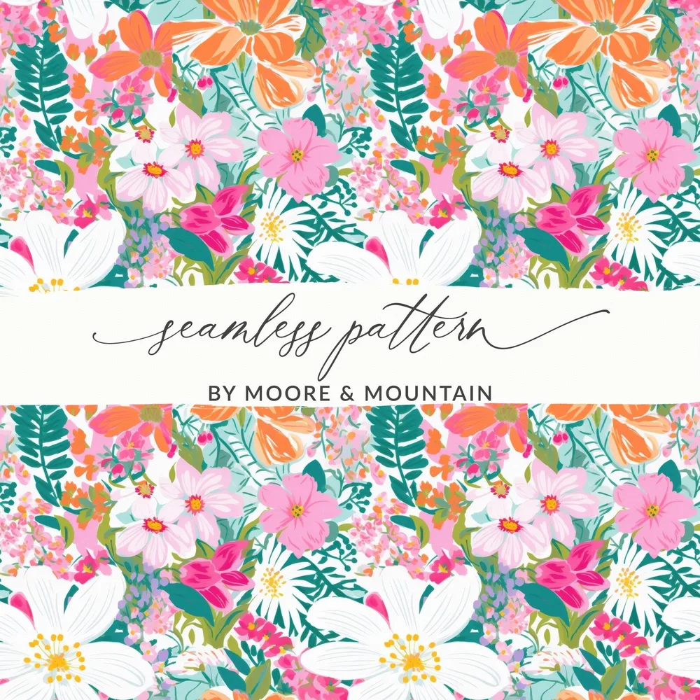 Floral Seamless Pattern, Digital Paper, Flowers Fabric Design, Spring Background, Repeat Pattern, Printable Paper, Digital Downloads - Moore and Mountain