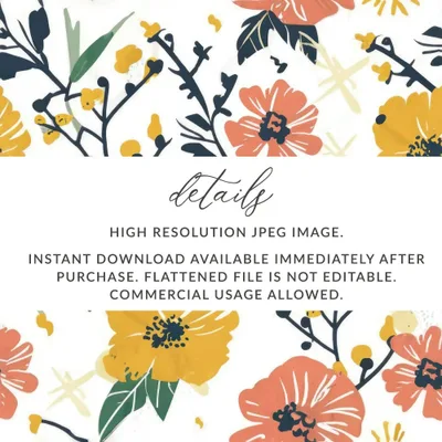 Ditsy Floral Seamless Pattern Digital Paper, Orange Yellow Flowers, Botanical Print, Fabric Design, Scrapbooking, Digital Download - Moore and Mountain
