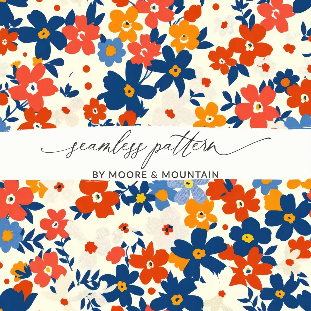 Ditsy Floral Seamless Pattern Colorful Flower Design, Fabric Print, Scrapbook Paper, Digital DownloadFloral Seamless Pattern, Digital Paper Pack, Colorful Flowers, Fabric Design, Scrapbooking Paper, Summer Print, Repeat Pattern - Moore and Mountain