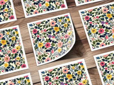 Floral Seamless Pattern, Digital Paper Pack, Flower Repeat Pattern, Pink Yellow Blue Floral Print, Fabric Pattern, Scrapbook Paper - Moore and Mountain
