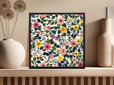 Floral Seamless Pattern, Digital Paper Pack, Flower Repeat Pattern, Pink Yellow Blue Floral Print, Fabric Pattern, Scrapbook Paper - Moore and Mountain