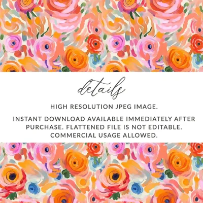 Floral Seamless Pattern, Digital Paper Pack, Rose Repeat Pattern, Watercolor Texture, Flower Illustration, Fabric Design, DIY Projects - Moore and Mountain