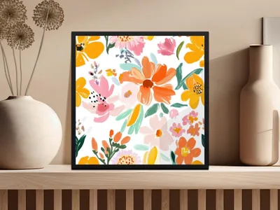 Floral Seamless Pattern Digital Paper, Painted Flower Pattern, Spring Summer Fabric Design, Floral Print Digital, Commercial Use - Moore and Mountain