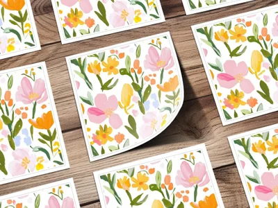 Floral Seamless Pattern Digital Paper, Painted Flowers, Watercolor Digital, Spring Fabric Design, Botanical Print, Scrapbook Paper - Moore and Mountain