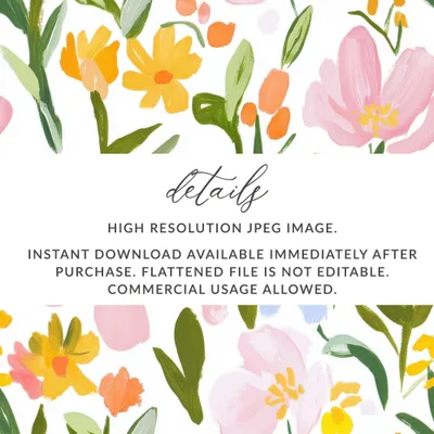 Floral Seamless Pattern Digital Paper, Painted Flowers, Watercolor Digital, Spring Fabric Design, Botanical Print, Scrapbook Paper - Moore and Mountain