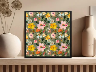 Floral Seamless Pattern Digital Paper, Painterly Flowers Background, Pastel Flower Print, Fabric Design, Scrapbook Paper, Digital Download - Moore and Mountain